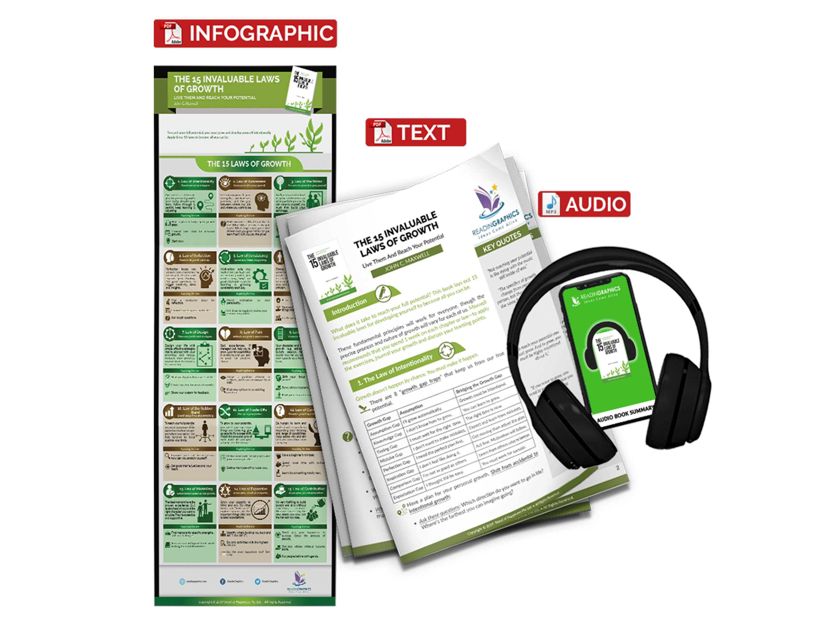 The 15 Invaluable Laws Of Growth summary - book summary bundle