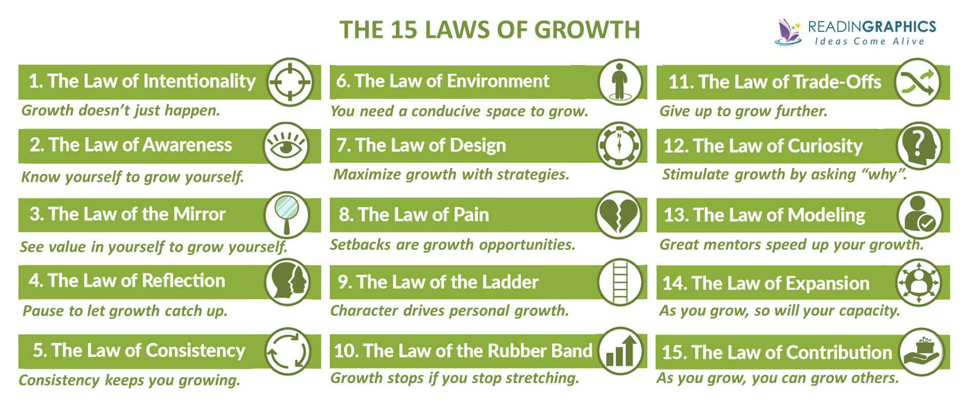 The 15 Invaluable Laws of Growth summary_overview of 15 laws